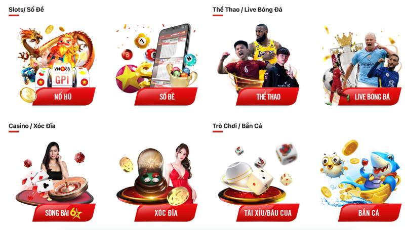 VN88 – Cổng Cá Cược Đỉnh Cao Kết Nối Đam Mê Bóng Đá 1 Đa dạng sản phẩm – từ thể thao đến casino trực tuyến